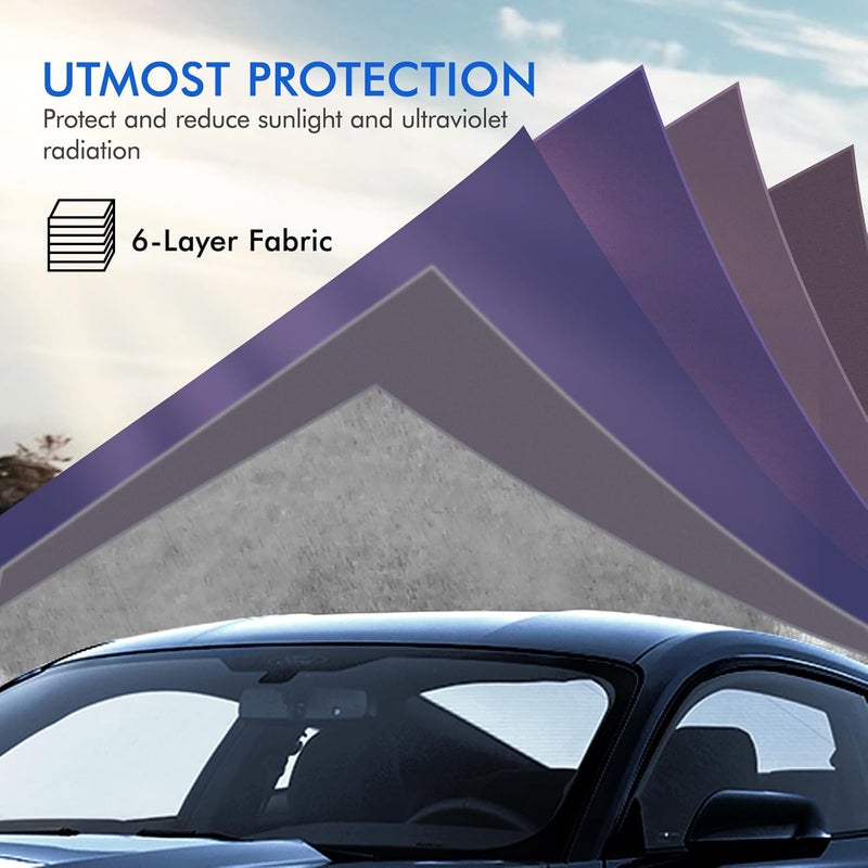 DINGHAO Car Cover Waterproof All Weather, 6 Layers Outdoor Full Exterior Cover Rain Sun UV Snowproof Protection with Zipper Cotton, Mirror Pocket for Ford Mustang - Image 5